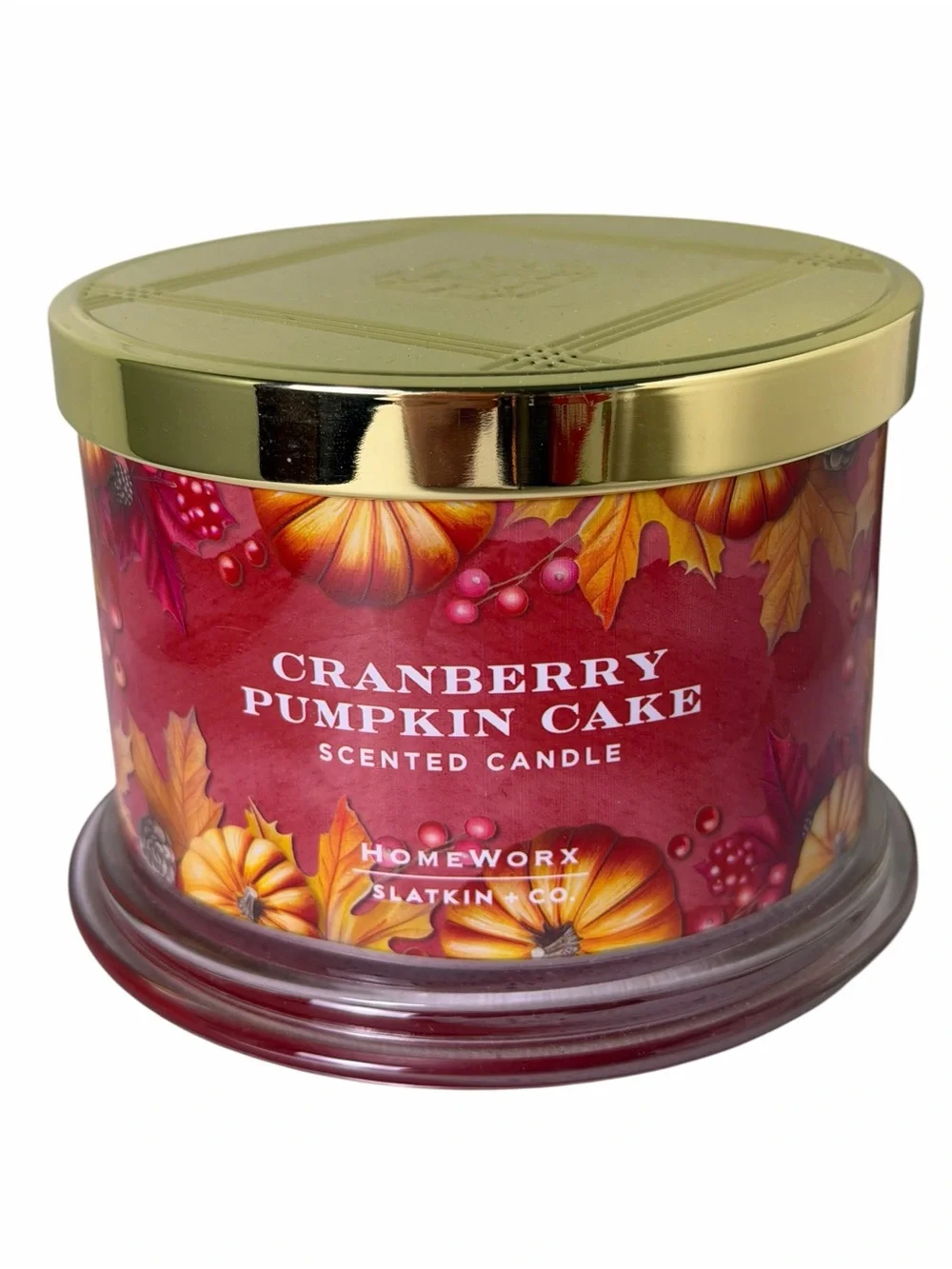 HomeWorx Slatkin & Co Cranberry Pumpkin Cake 3 Wick Candle 14 oz